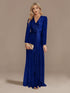 Long Sleeve V-Neck Evening Dress